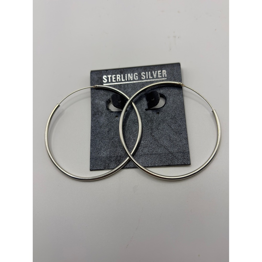 Unbranded Hoop Earrings Womens OS Silver Sterling Silver Large Thin Polished